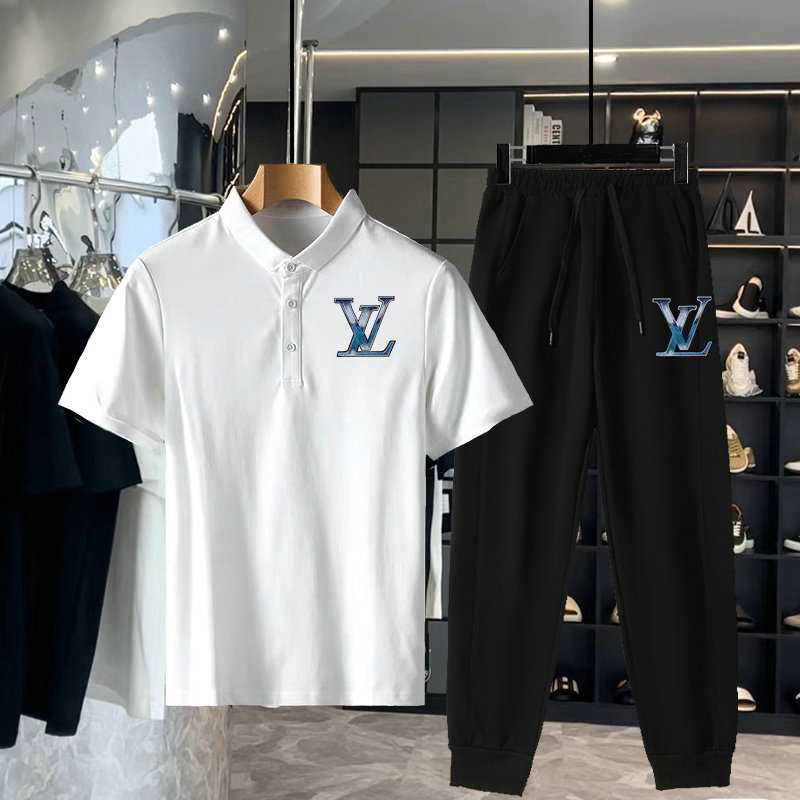 Wholesale Cheap Louis Vuitton Short Sleeve Tracksuits for Sale