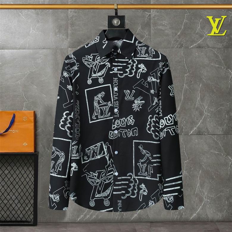 Wholesale Cheap Louis Vuitton Long Sleeve Men Shirts for Sale