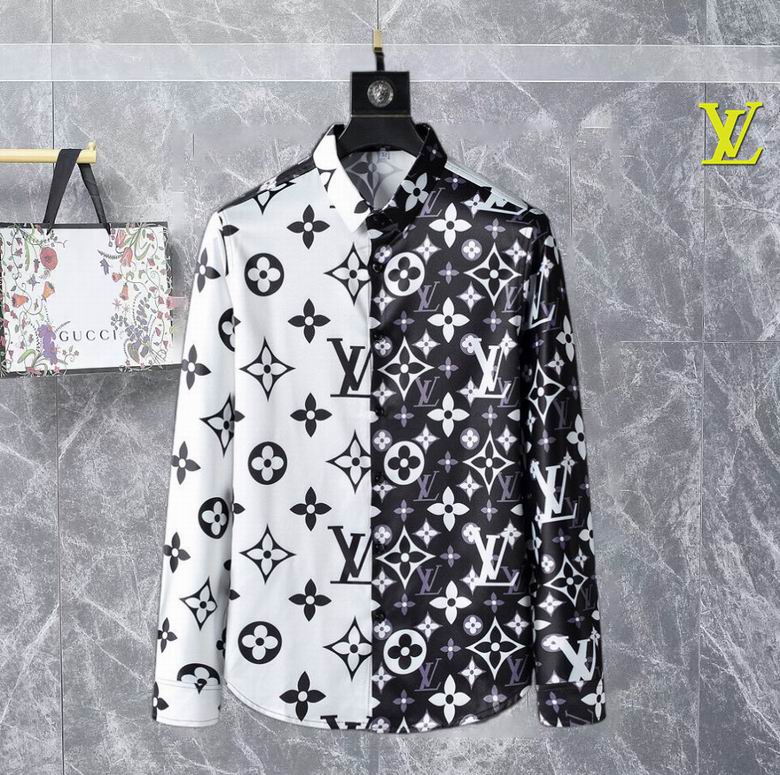 Wholesale Cheap Louis Vuitton Long Sleeve Men Shirts for Sale