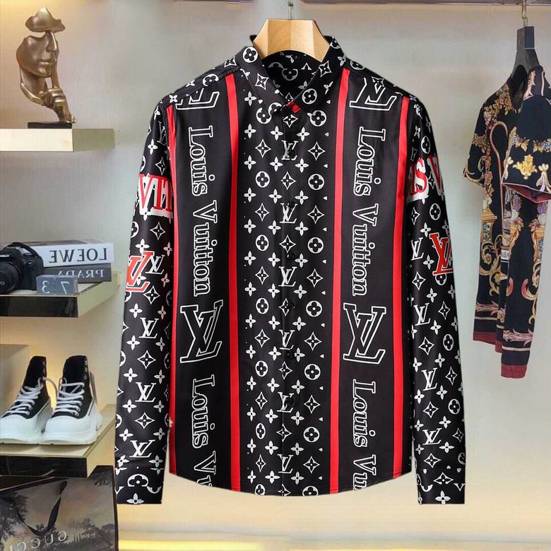 Wholesale Cheap Louis Vuitton Long Sleeve Men Shirts for Sale