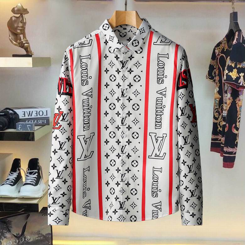 Wholesale Cheap Louis Vuitton Long Sleeve Men Shirts for Sale