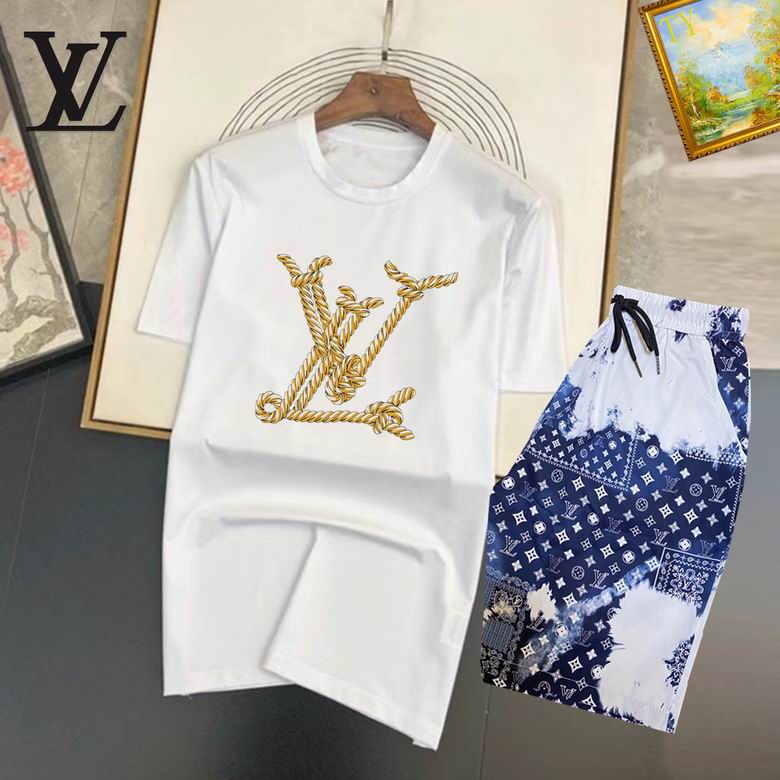 Wholesale Cheap Louis Vuitton Short Sleeve replica Tracksuits for Sale