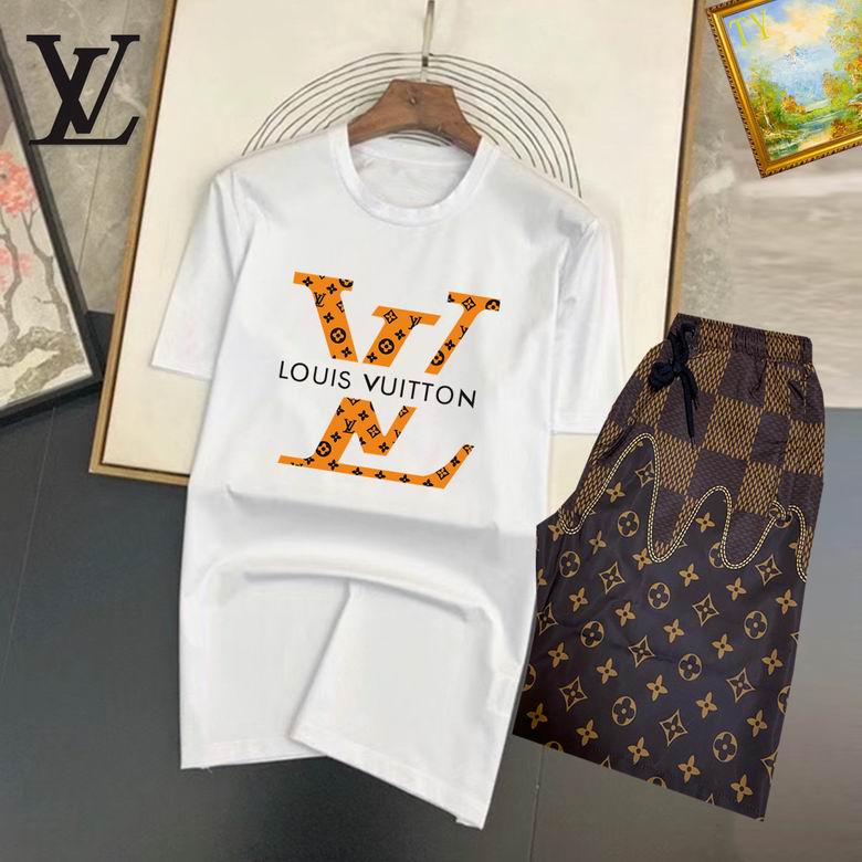 Wholesale Cheap Louis Vuitton Short Sleeve replica Tracksuits for Sale