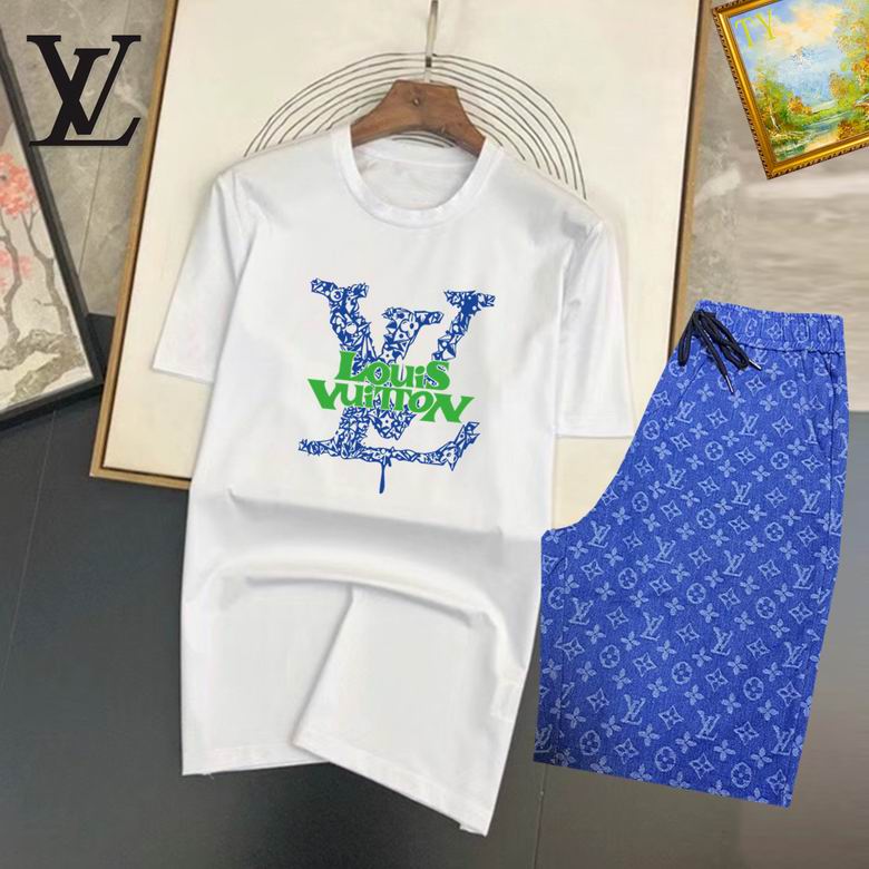 Wholesale Cheap Louis Vuitton Short Sleeve replica Tracksuits for Sale