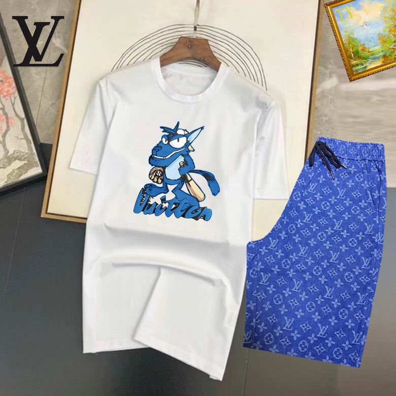 Wholesale Cheap Louis Vuitton Short Sleeve replica Tracksuits for Sale