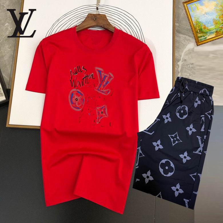 Wholesale Cheap Louis Vuitton Short Sleeve replica Tracksuits for Sale