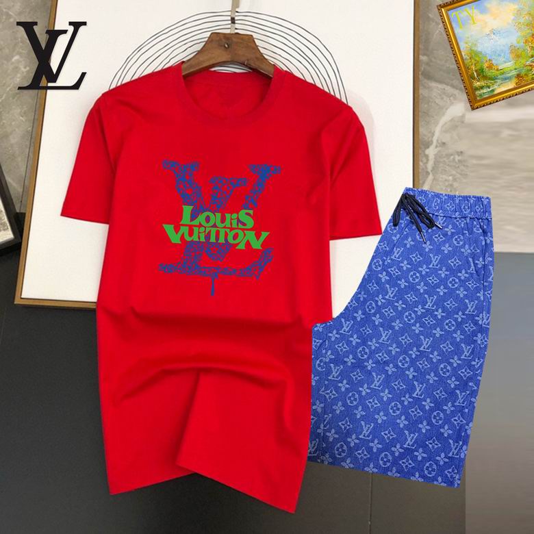 Wholesale Cheap Louis Vuitton Short Sleeve replica Tracksuits for Sale