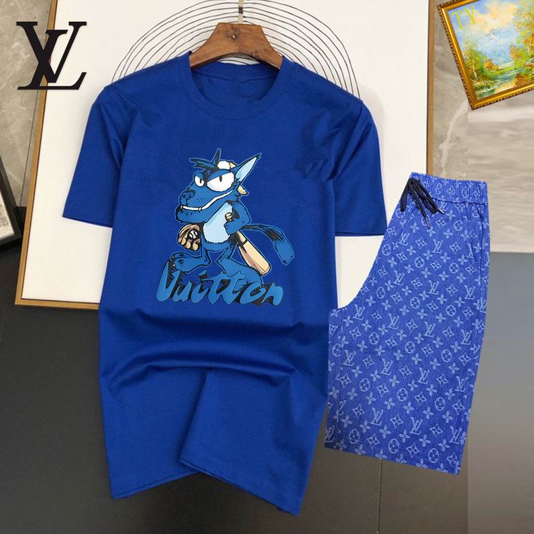 Wholesale Cheap Louis Vuitton Short Sleeve replica Tracksuits for Sale