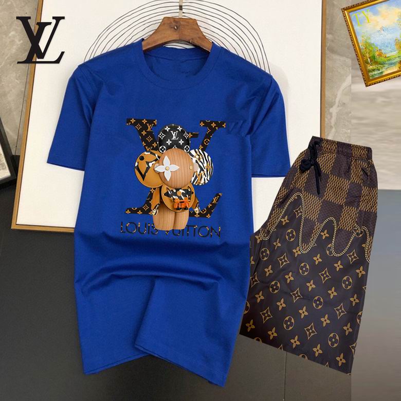 Wholesale Cheap Louis Vuitton Short Sleeve replica Tracksuits for Sale