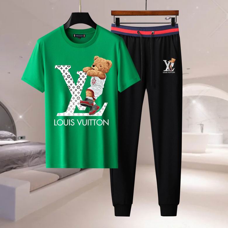 Wholesale Cheap Louis Vuitton Short Sleeve replica Tracksuits for Sale