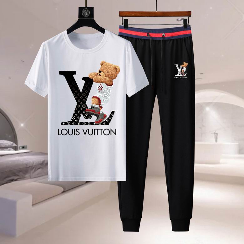 Wholesale Cheap Louis Vuitton Short Sleeve replica Tracksuits for Sale