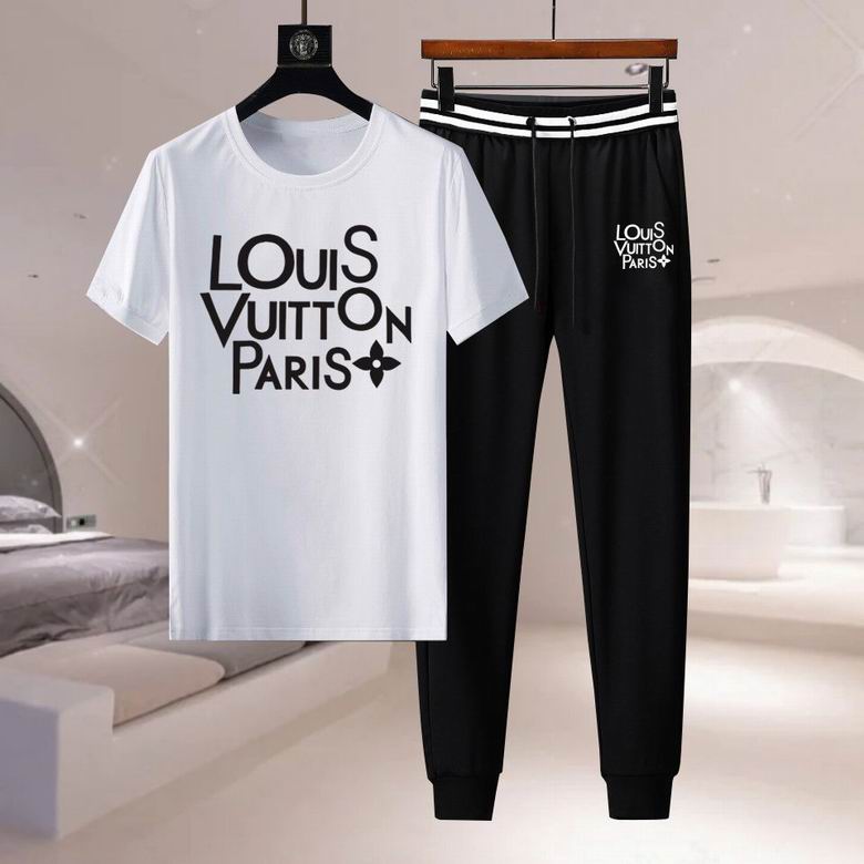 Wholesale Cheap Louis Vuitton Short Sleeve replica Tracksuits for Sale