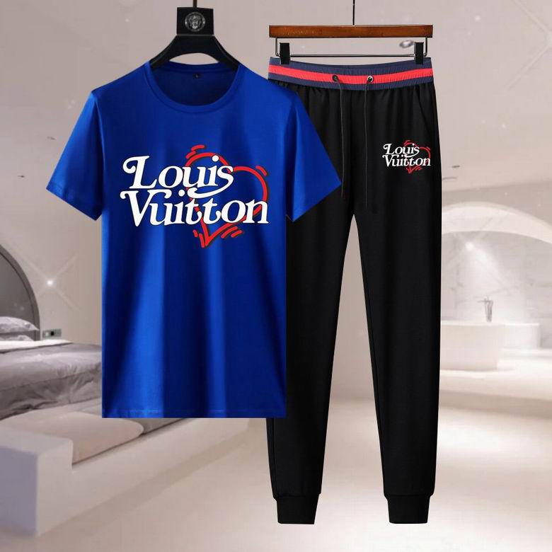 Wholesale Cheap Louis Vuitton Short Sleeve replica Tracksuits for Sale