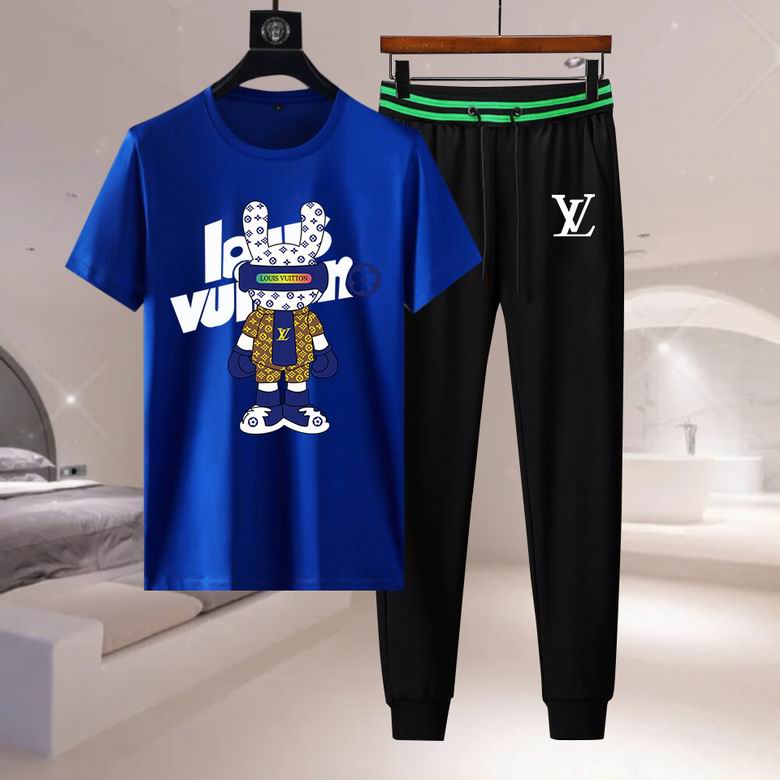 Wholesale Cheap Louis Vuitton Short Sleeve replica Tracksuits for Sale