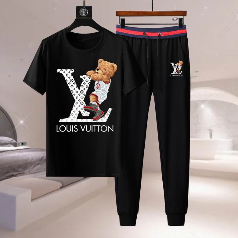 Wholesale Cheap Louis Vuitton Short Sleeve replica Tracksuits for Sale