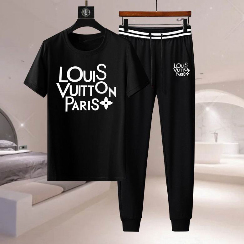 Wholesale Cheap Louis Vuitton Short Sleeve replica Tracksuits for Sale