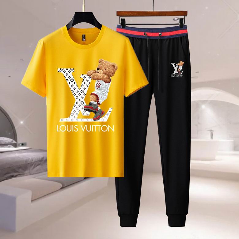 Wholesale Cheap Louis Vuitton Short Sleeve replica Tracksuits for Sale