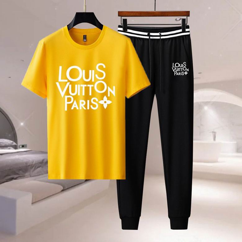 Wholesale Cheap Louis Vuitton Short Sleeve replica Tracksuits for Sale