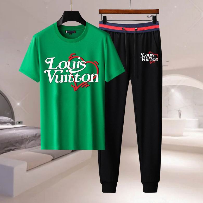 Wholesale Cheap Louis Vuitton Short Sleeve replica Tracksuits for Sale