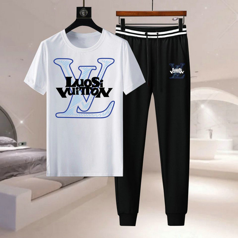 Wholesale Cheap Louis Vuitton Short Sleeve replica Tracksuits for Sale