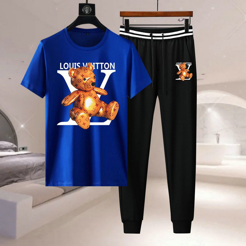 Wholesale Cheap Louis Vuitton Short Sleeve replica Tracksuits for Sale