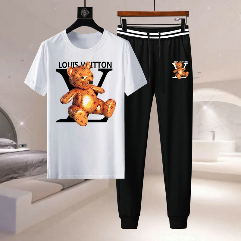 Wholesale Cheap Louis Vuitton Short Sleeve replica Tracksuits for Sale