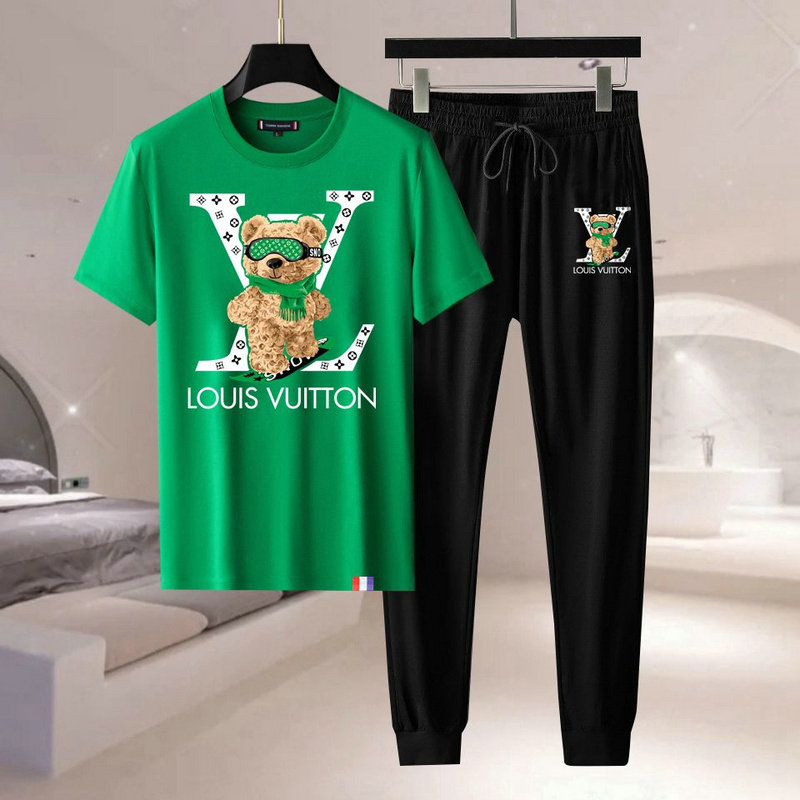 Wholesale Cheap Louis Vuitton Short Sleeve replica Tracksuits for Sale