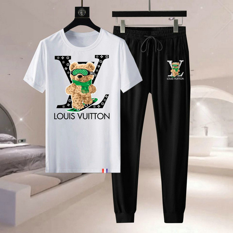 Wholesale Cheap Louis Vuitton Short Sleeve replica Tracksuits for Sale