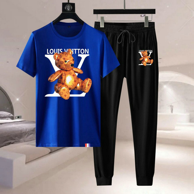 Wholesale Cheap Louis Vuitton Short Sleeve replica Tracksuits for Sale