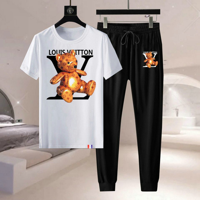 Wholesale Cheap Louis Vuitton Short Sleeve replica Tracksuits for Sale