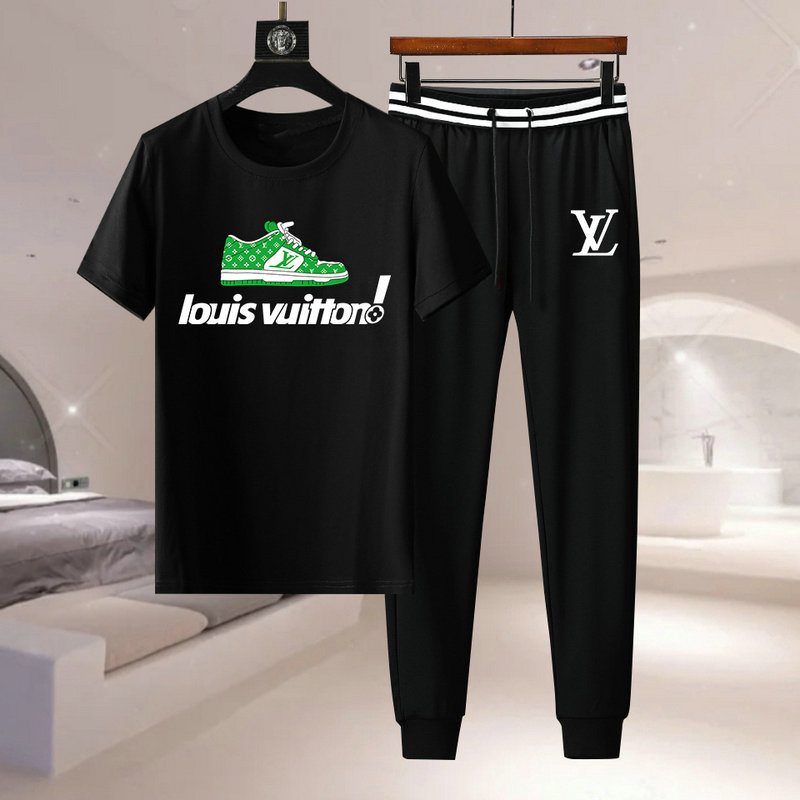 Wholesale Cheap Louis Vuitton Short Sleeve replica Tracksuits for Sale