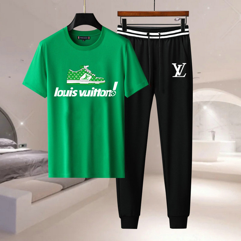 Wholesale Cheap Louis Vuitton Short Sleeve replica Tracksuits for Sale