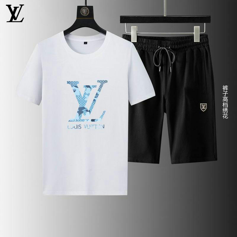 Wholesale Cheap Louis Vuitton Short Sleeve replica Tracksuits for Sale