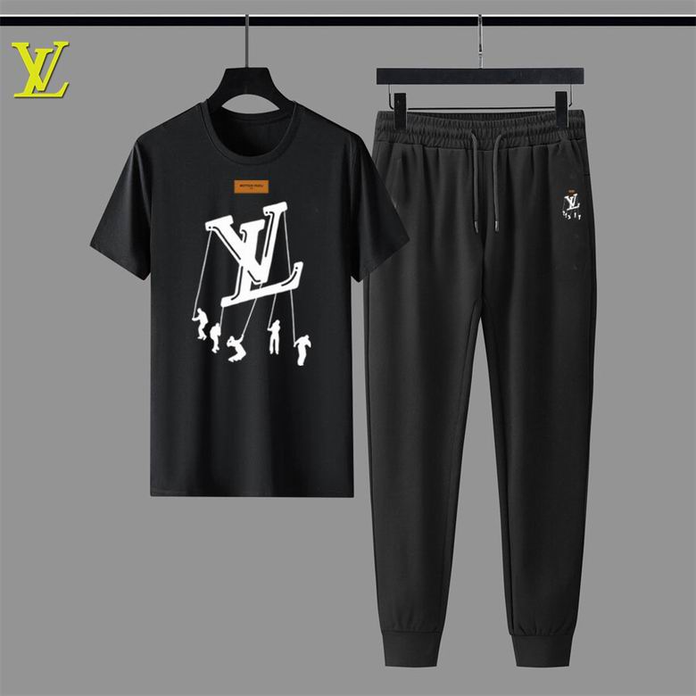 Wholesale Cheap Louis Vuitton Short Sleeve replica Tracksuits for Sale