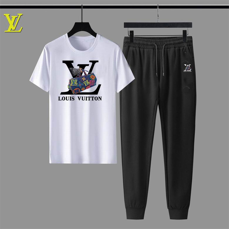 Wholesale Cheap Louis Vuitton Short Sleeve replica Tracksuits for Sale