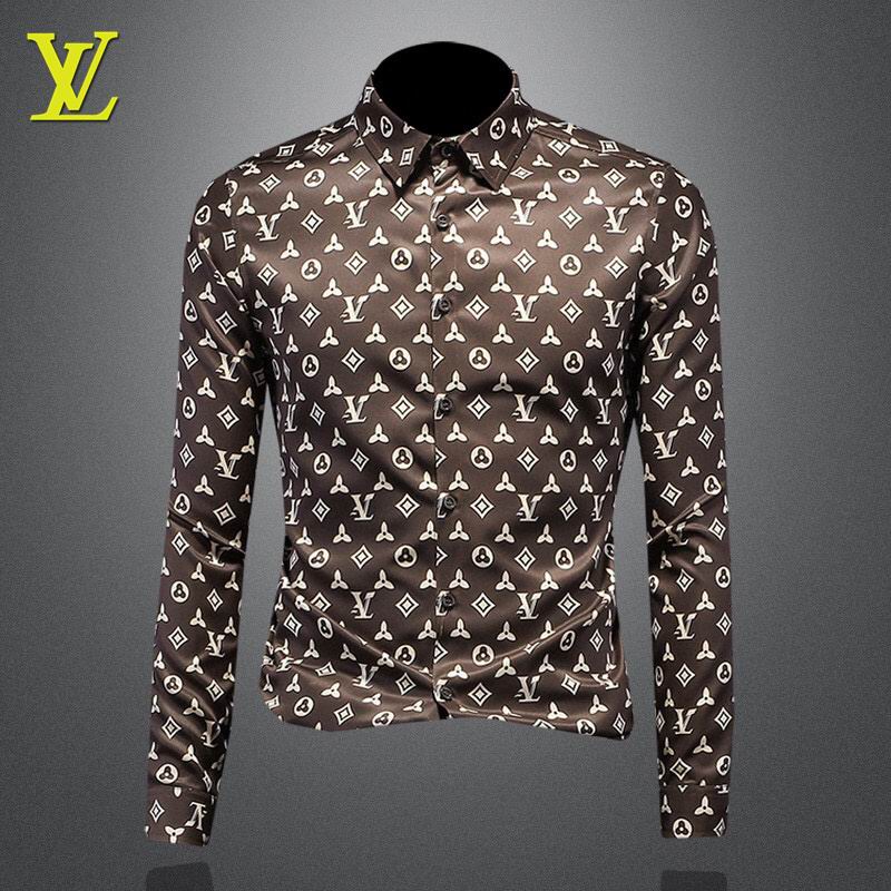 Wholesale Cheap Louis Vuitton Long Sleeve Men Shirts for Sale