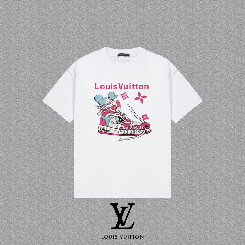 Wholesale Cheap Louis Vuitton Womens Short Round Collar T Shirts for Sale