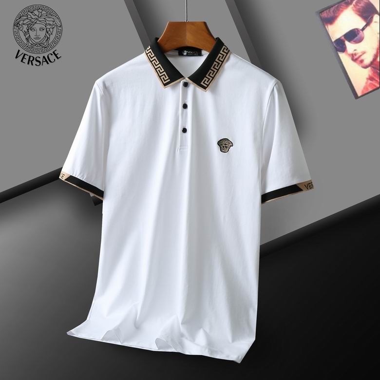 Wholesale Cheap V ersace Short Sleeve Lapel Polo T Shirts for Sale