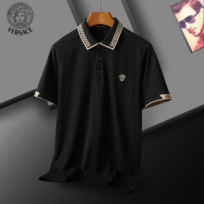 Wholesale Cheap V ersace Short Sleeve Lapel Polo T Shirts for Sale