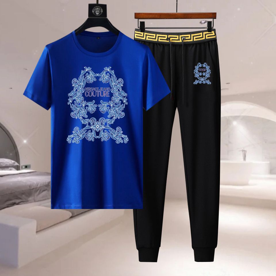 Wholesale Cheap Versace Short Sleeve Replica Tracksuits Sets for Sale