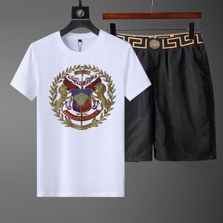 Wholesale Cheap Versace Short Sleeve Replica Tracksuits Sets for Sale