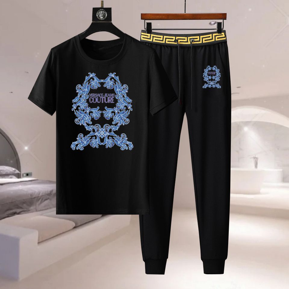 Wholesale Cheap Versace Short Sleeve Replica Tracksuits Sets for Sale