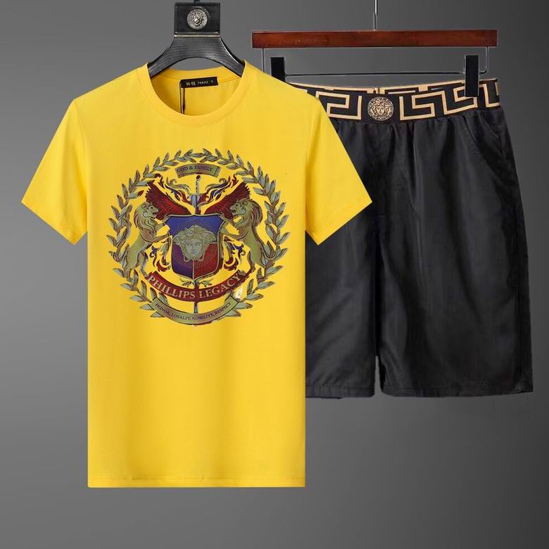 Wholesale Cheap Versace Short Sleeve Replica Tracksuits Sets for Sale