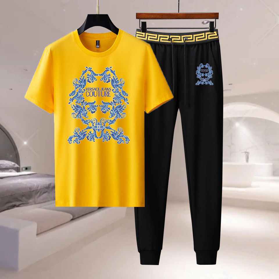 Wholesale Cheap Versace Short Sleeve Replica Tracksuits Sets for Sale