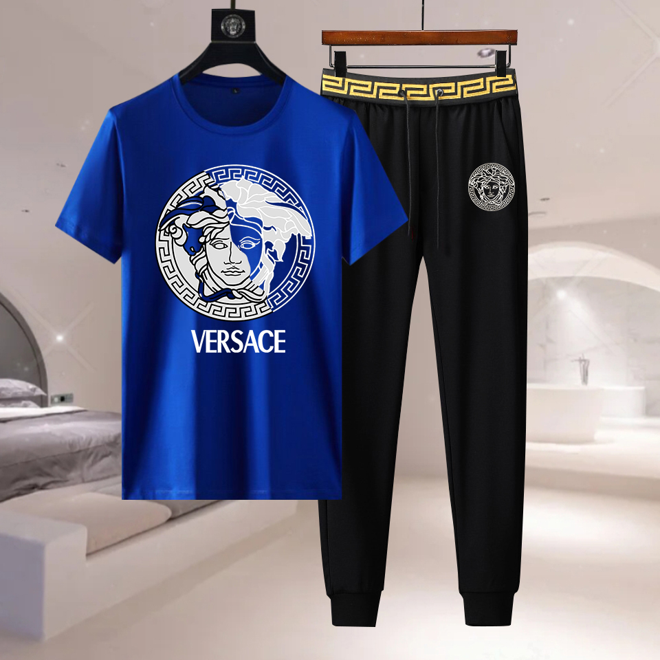 Wholesale Cheap Versace Short Sleeve Replica Tracksuits Sets for Sale