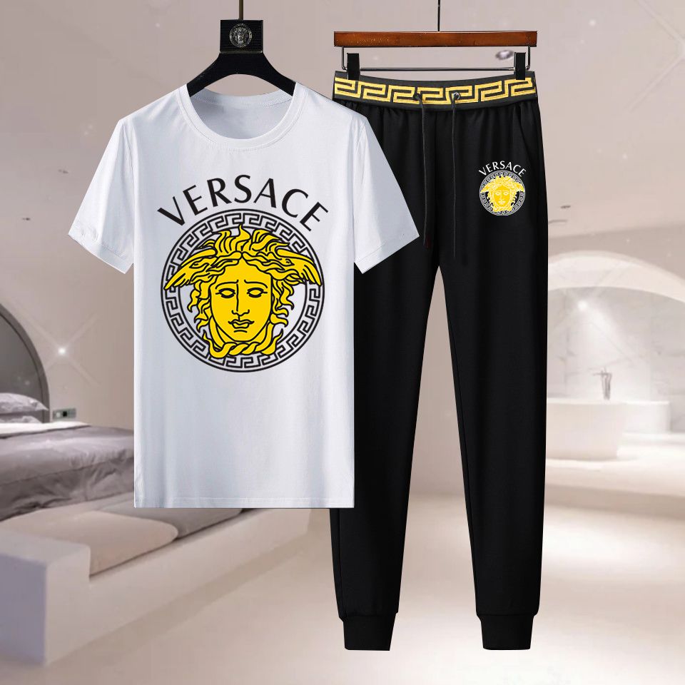 Wholesale Cheap Versace Short Sleeve Replica Tracksuits Sets for Sale