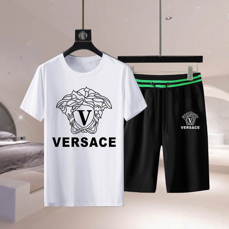 Wholesale Cheap Versace Short Sleeve Replica Tracksuits Sets for Sale