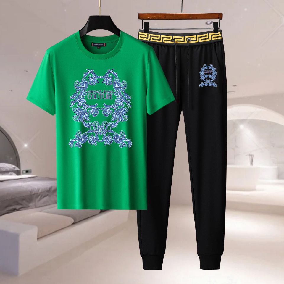 Wholesale Cheap Versace Short Sleeve Replica Tracksuits Sets for Sale