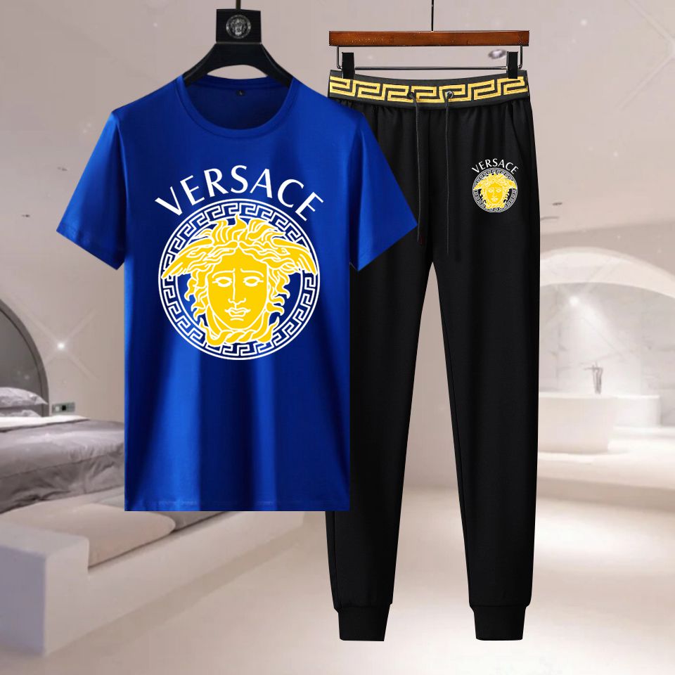 Wholesale Cheap Versace Short Sleeve Replica Tracksuits Sets for Sale