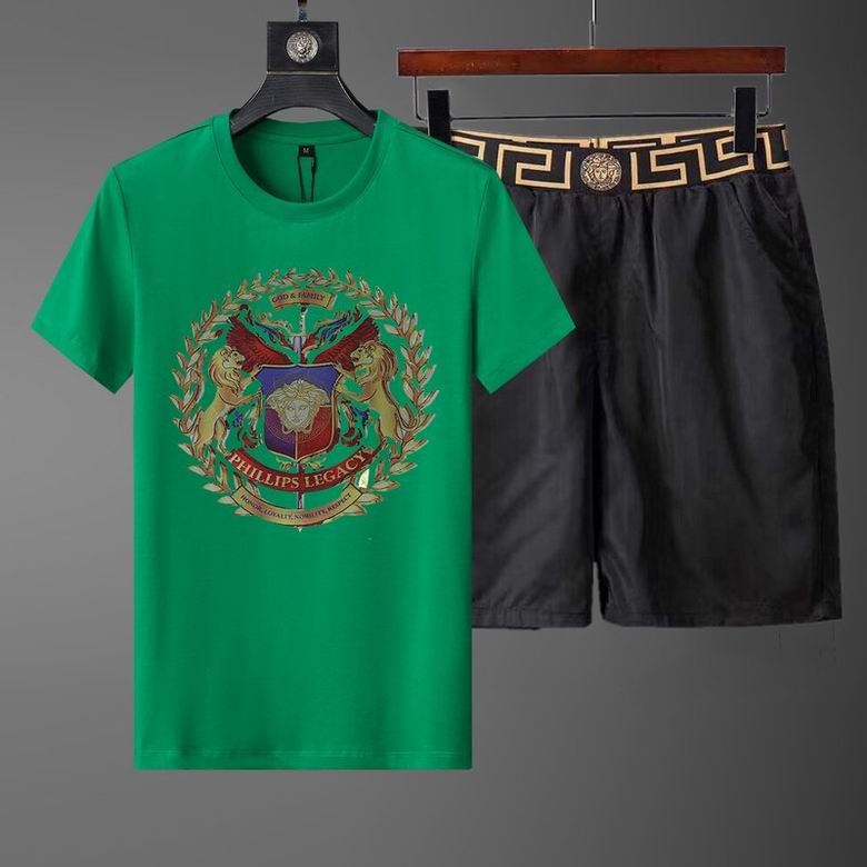 Wholesale Cheap Versace Short Sleeve Replica Tracksuits Sets for Sale